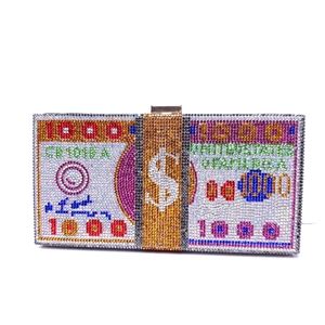 Money Bling Rhinestone Hard Case Clutch